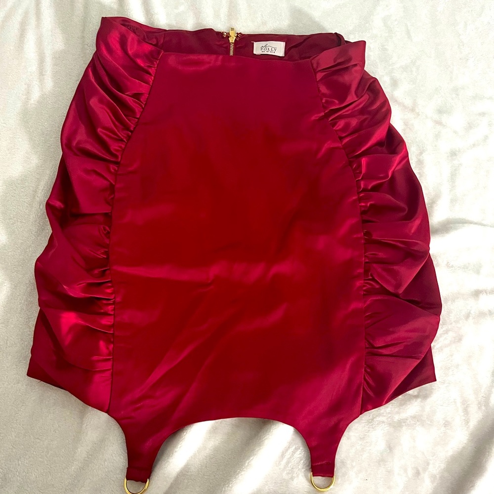Oh polly red satin skirt US 8